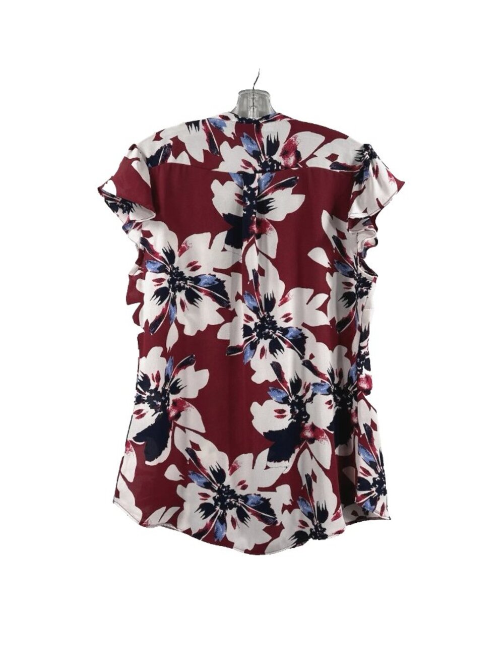 Simply Styled Women Blouse Red Blue Cream Button Front V-Neck Petite Size Small